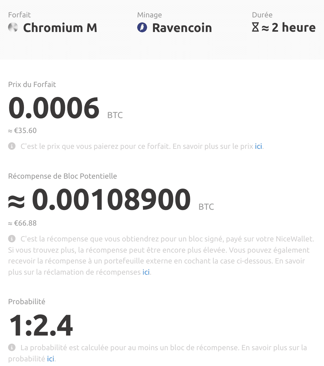 forfait nicehash